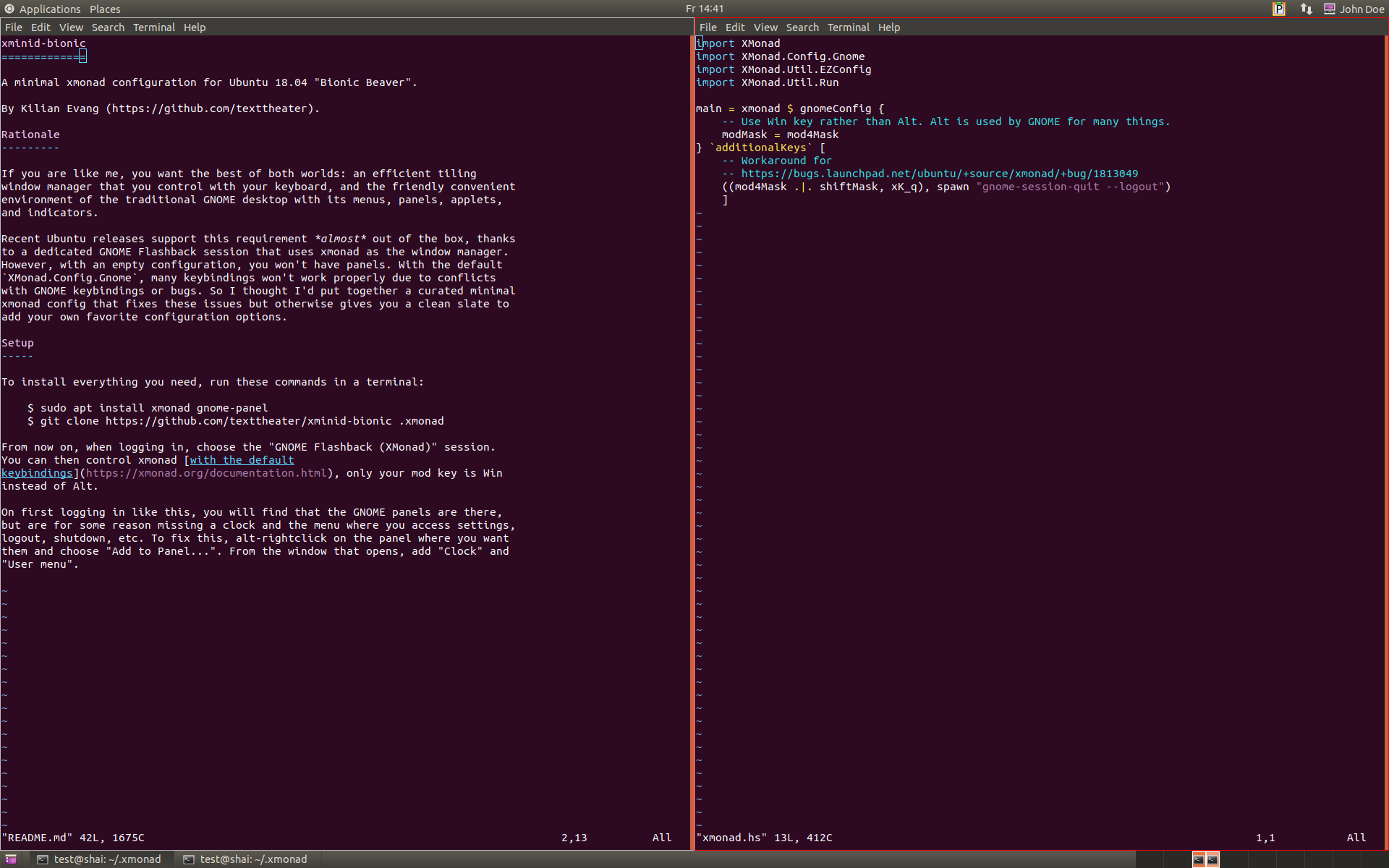 Ubuntu desktop using the xmonad window manager