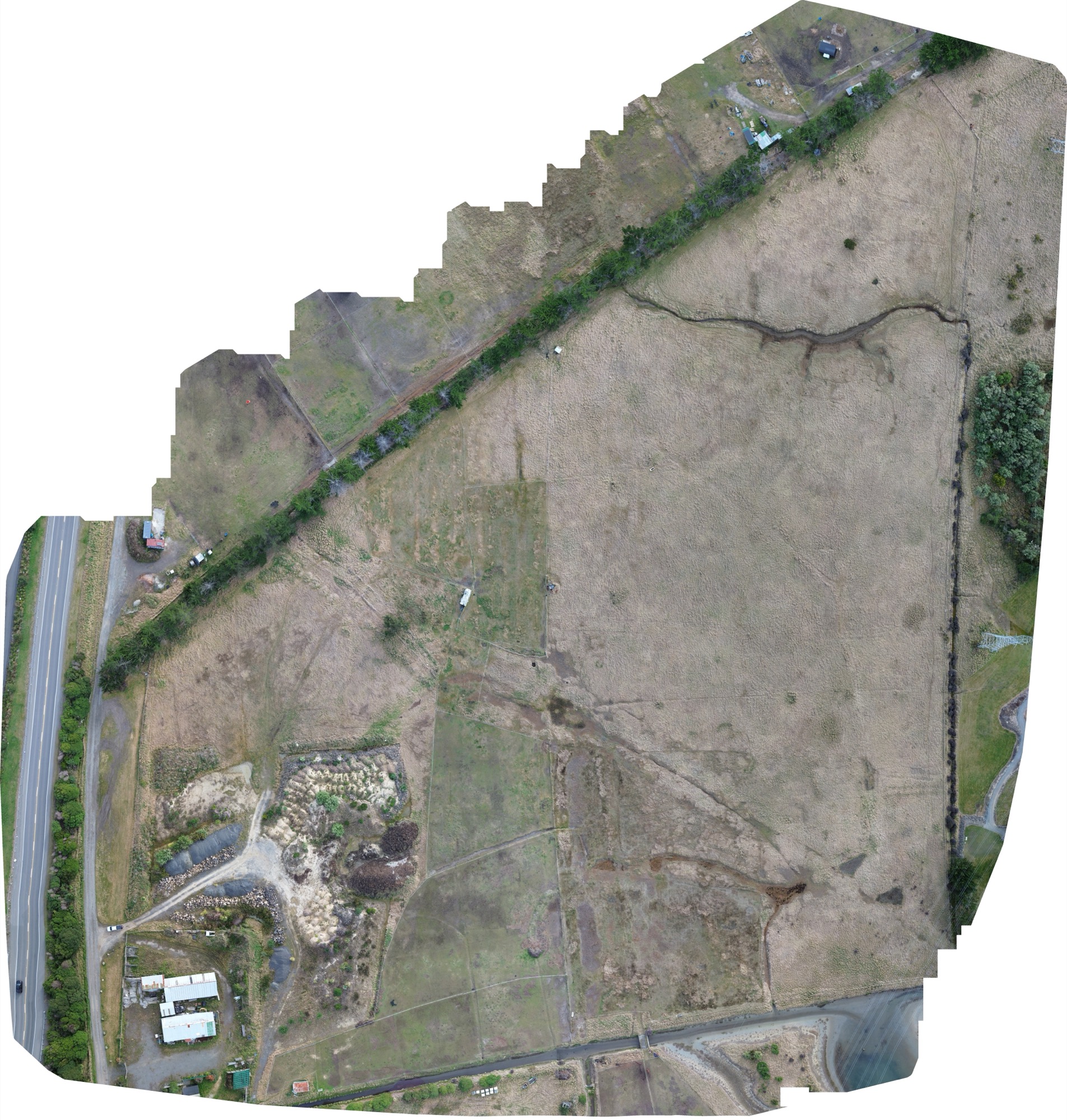 Aerial orthomosaic of Scruttons Road farm near Christchurch