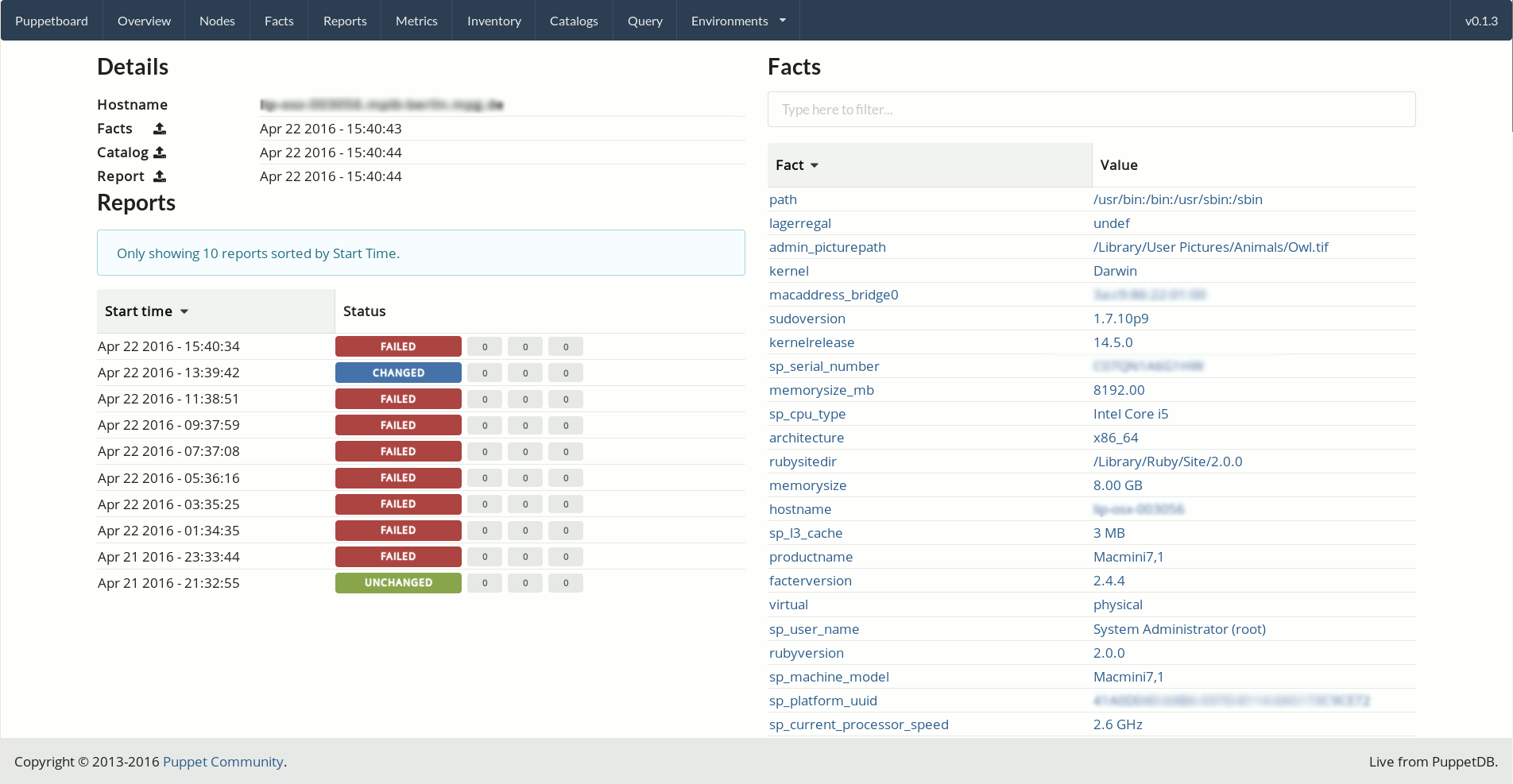 Single node page / overview