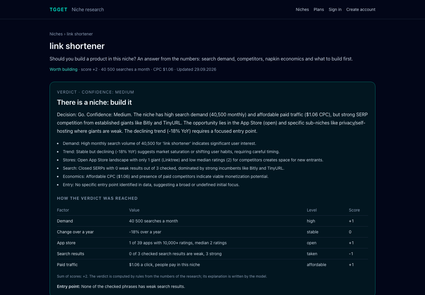 A niche report: verdict and the factors behind it