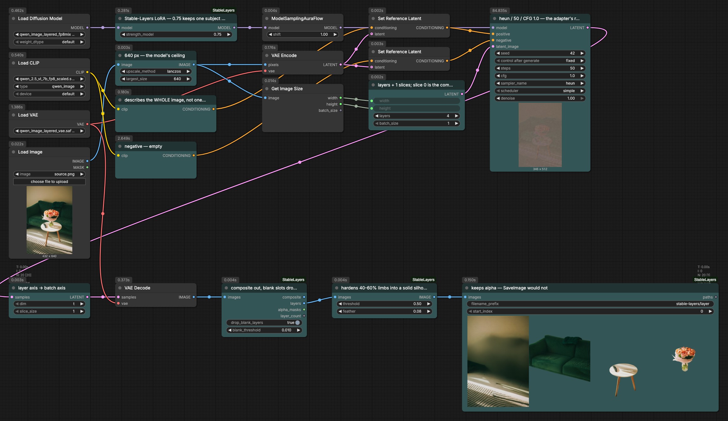 the example workflow running in ComfyUI