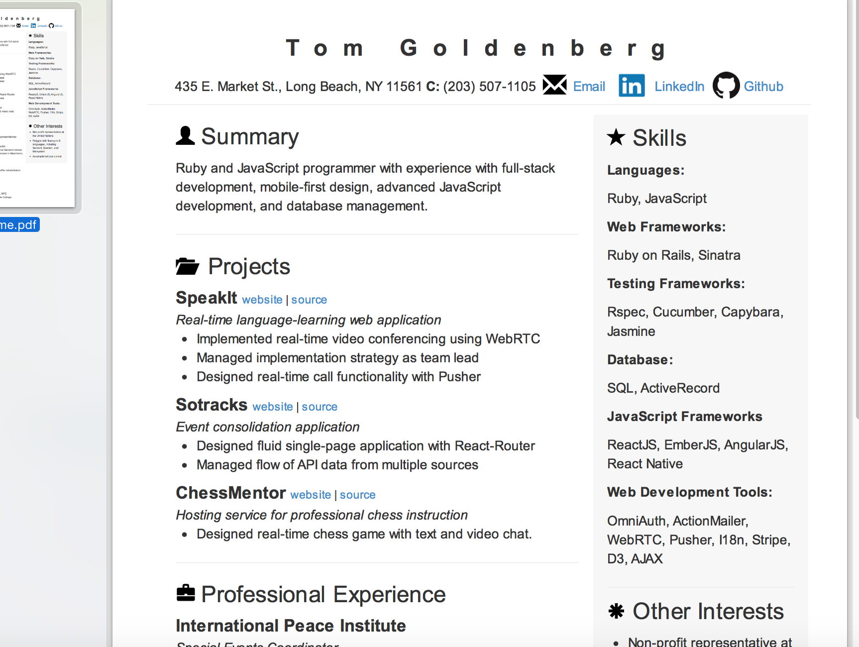 GitHub - tgoldenberg/html-to-pdf-resume: HTML-to-PDF resume generator ...