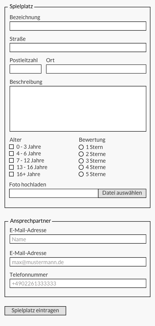 Spielplatz eintragen