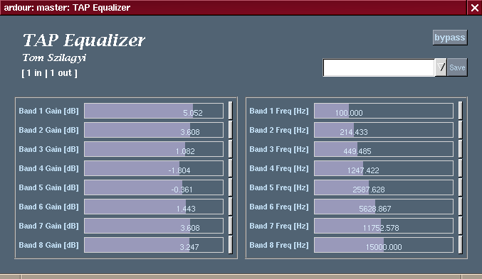 TAP EQ LADSPA Plugin Screen