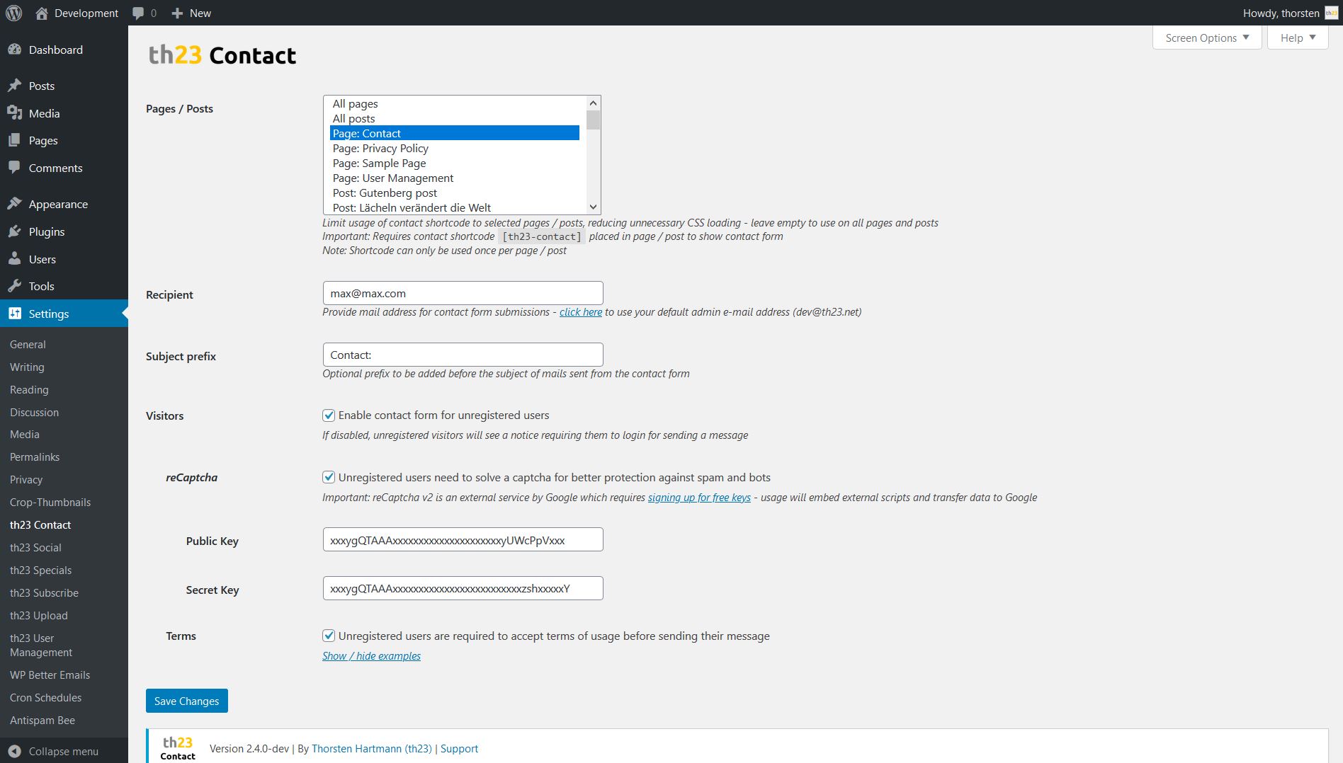 Plugin settings