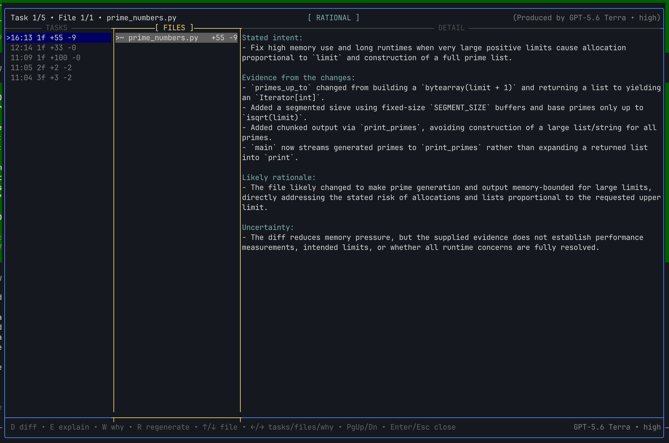Generated rationale for why a file changed