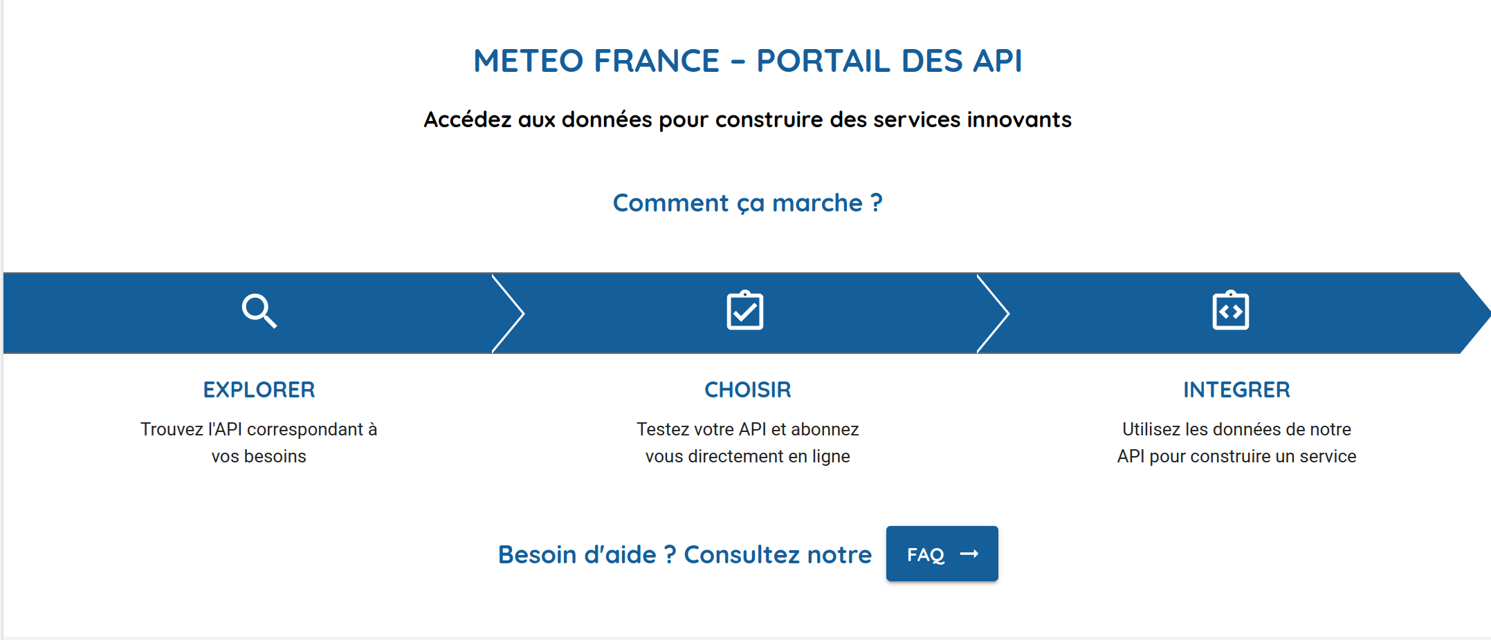 Page d'accueil du site des API de Météo-France