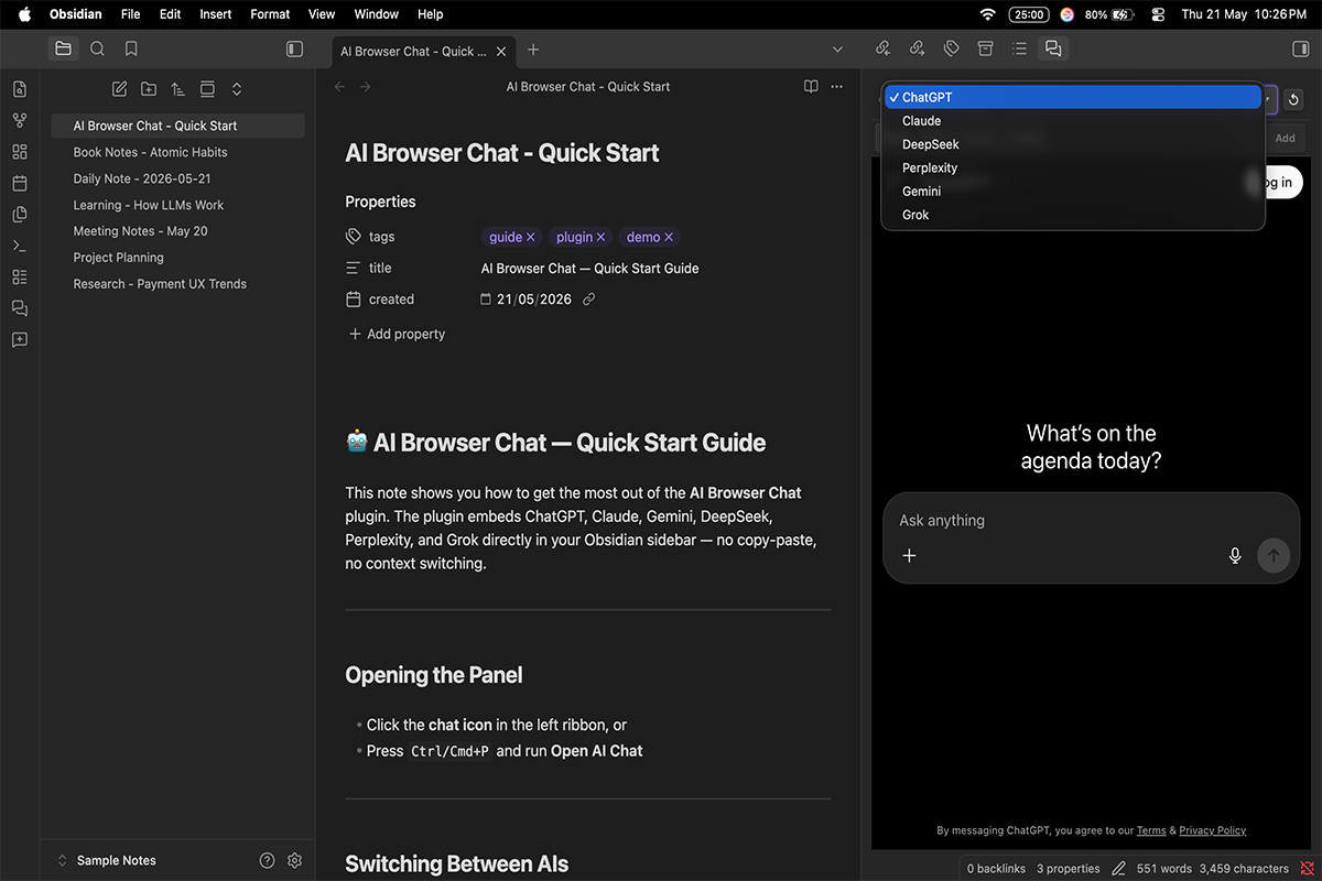 Switching between AI services