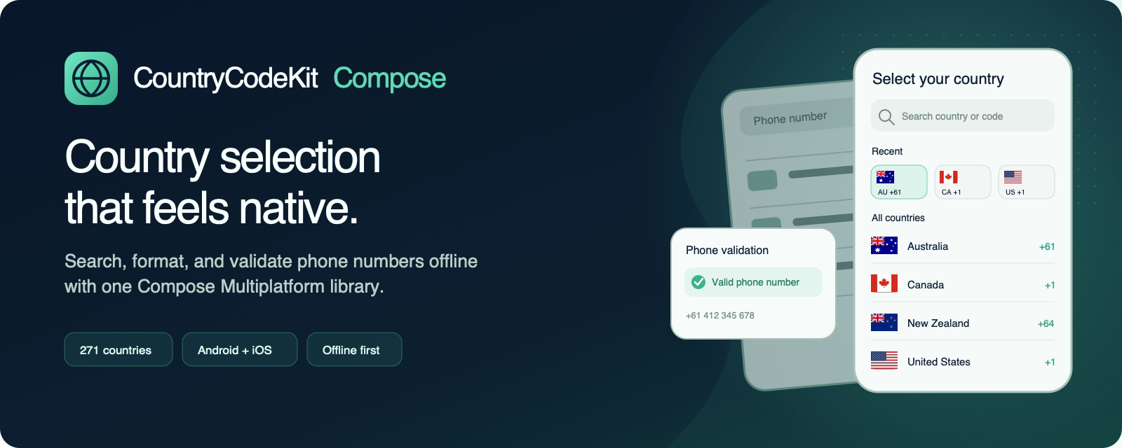 CountryCodeKit Compose — country selection that feels native