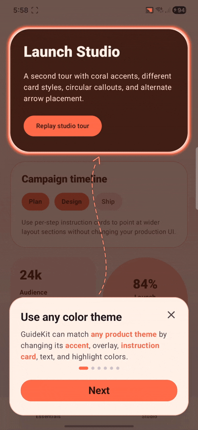 GuideKit demo showing alternate styling and circular highlights