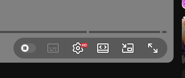 YouTube controls after restoring the miniplayer button