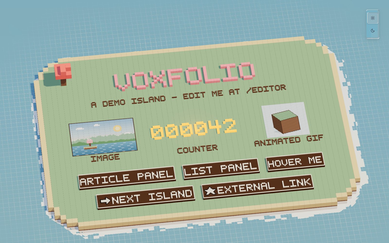 The voxfolio demo island