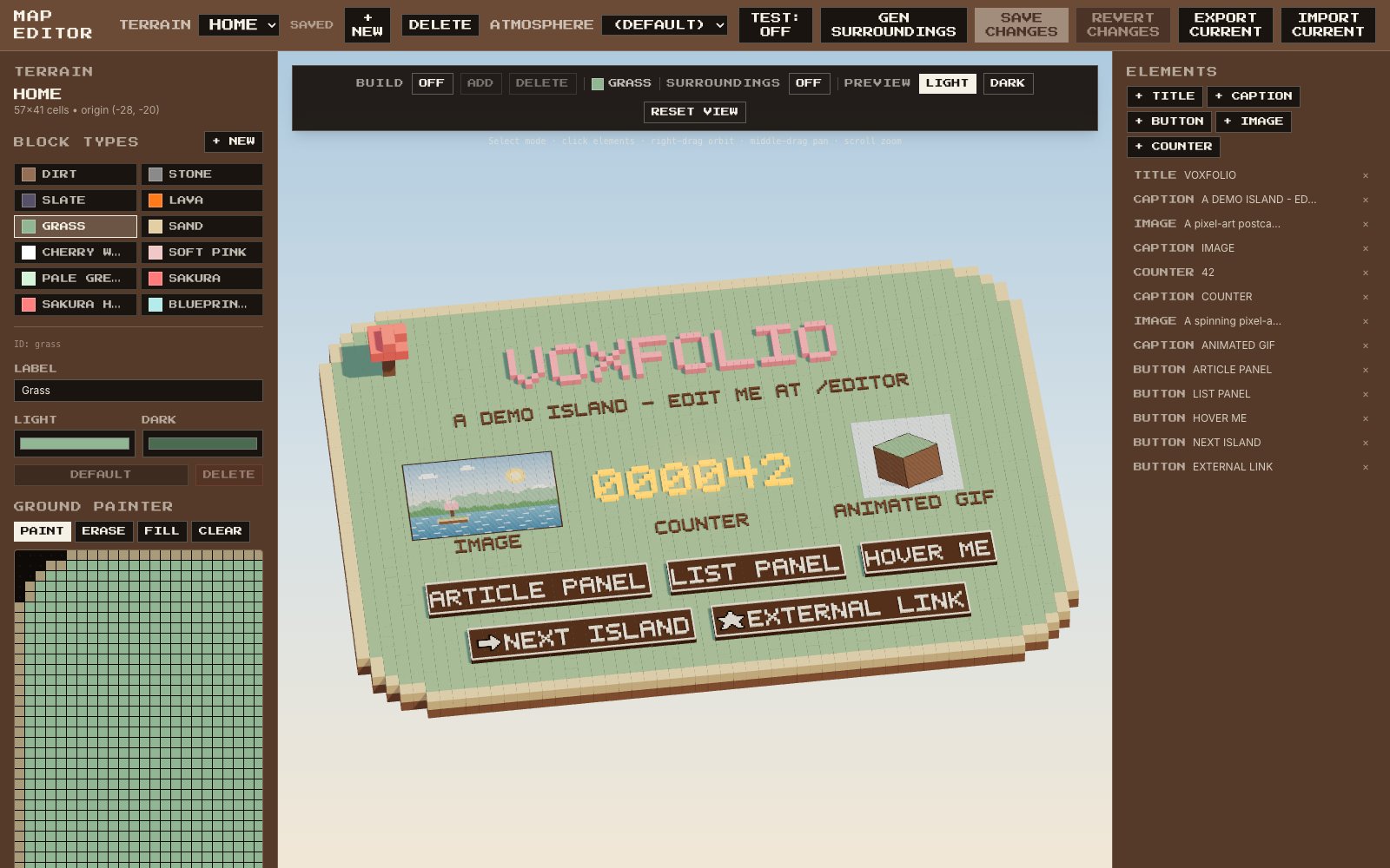 The voxfolio map editor