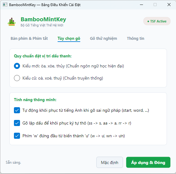 Tùy chọn gõ