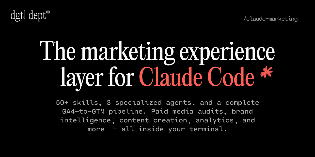 claude-marketing — The marketing experience layer for Claude Code