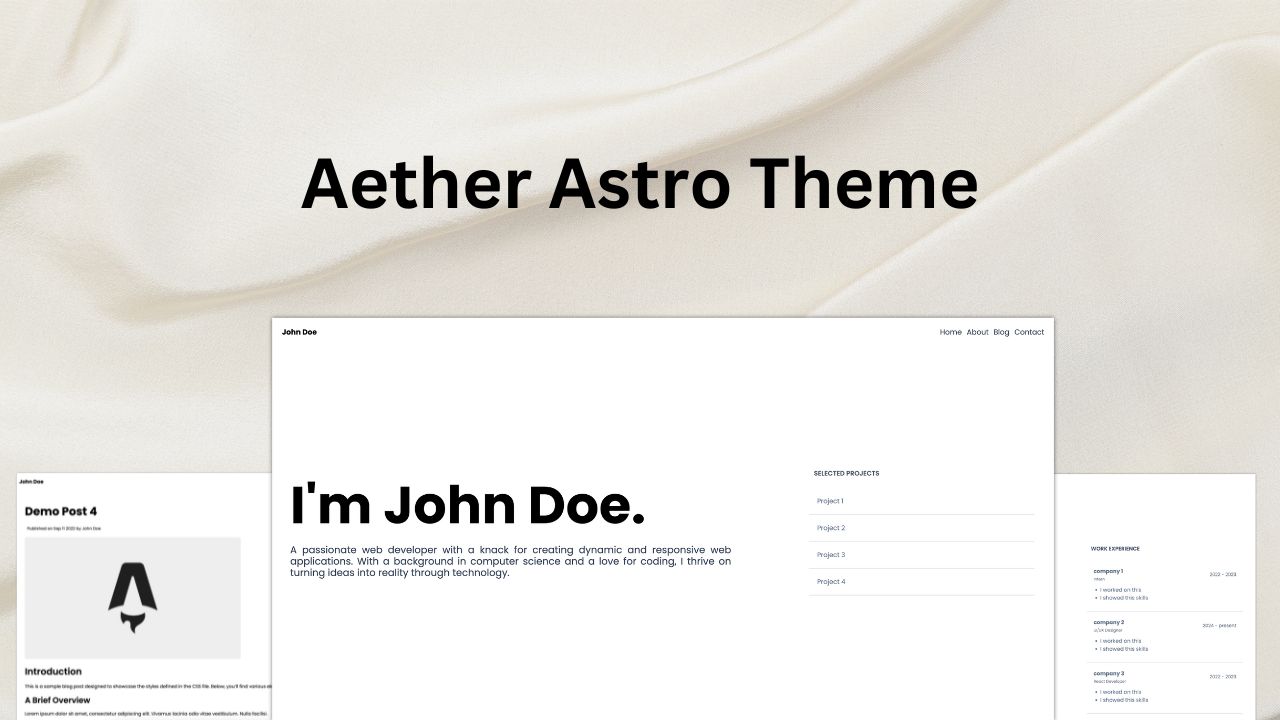 Aether-astro-theme 网站模板截图