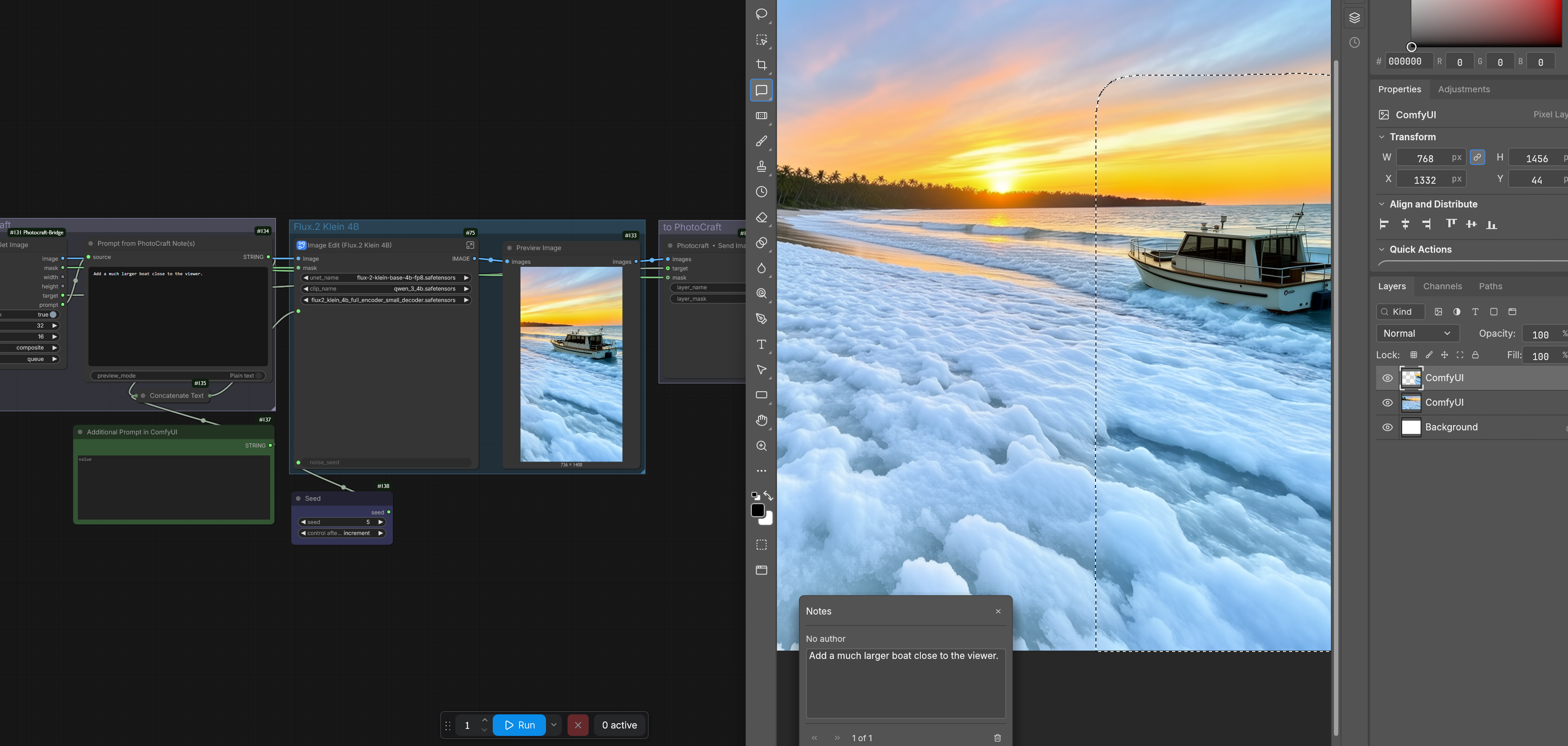 Selection and Prompt via Note in PhotoCraft