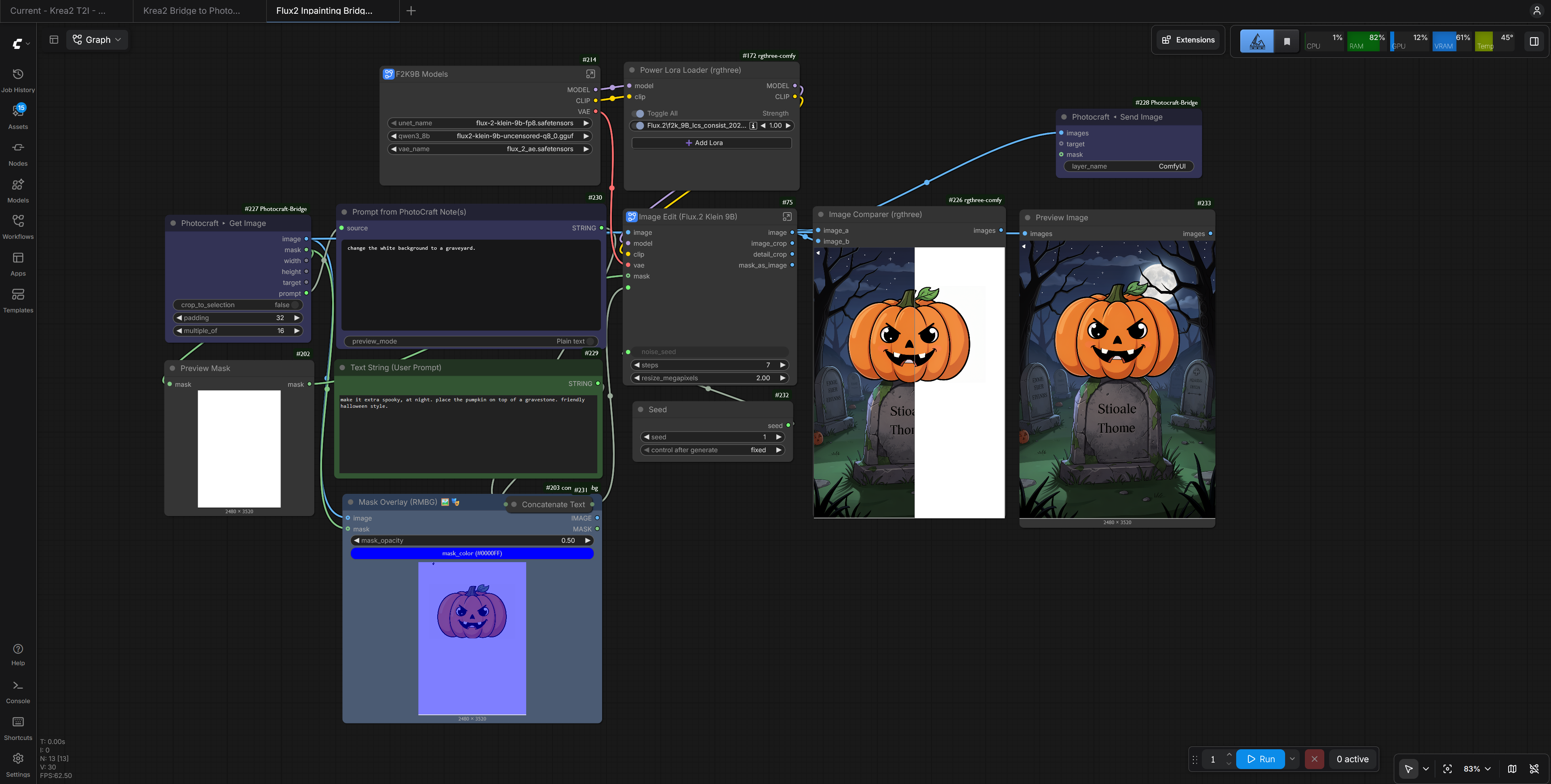 ComfyUI receives the data, works its magic.