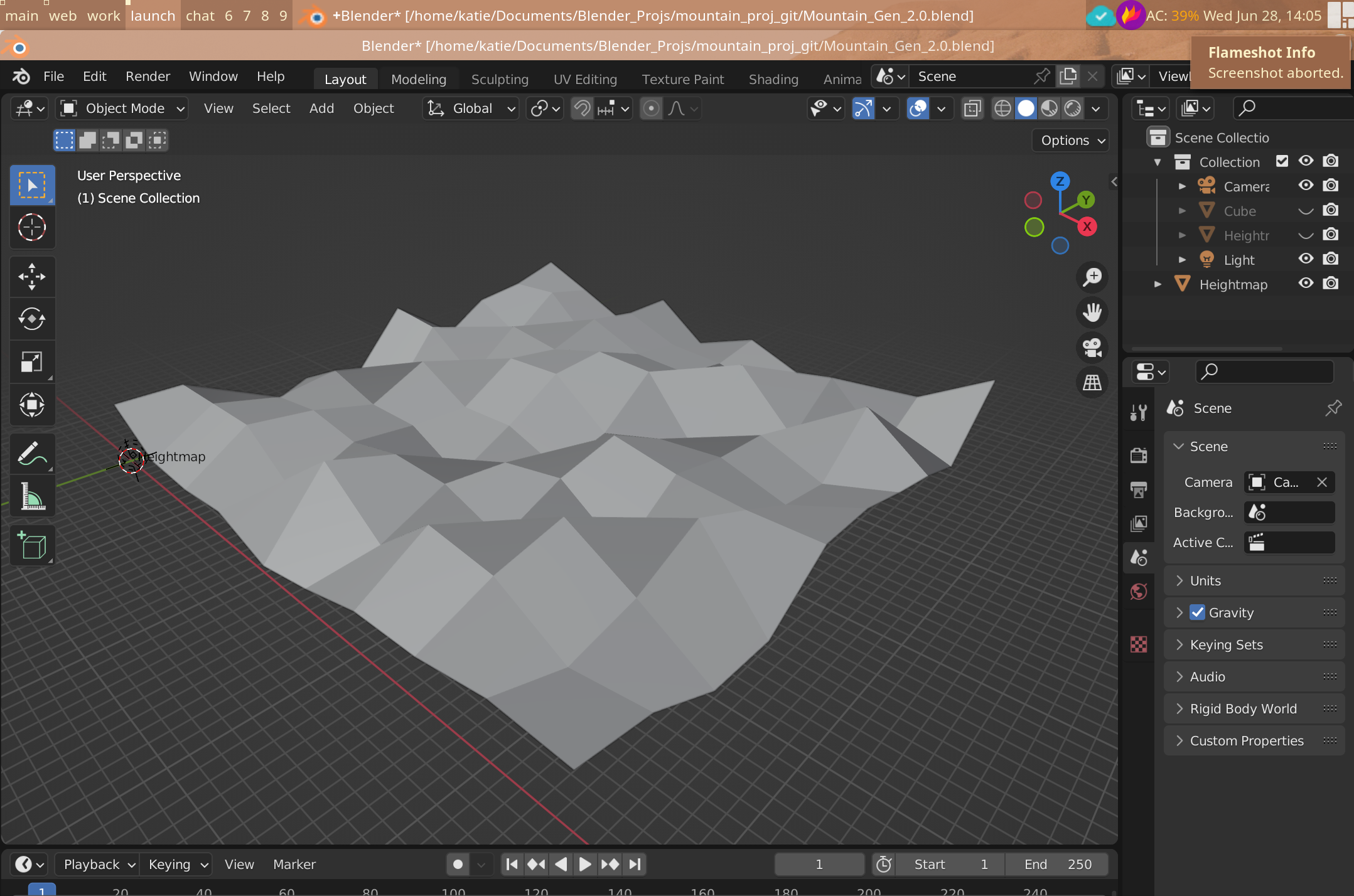 Tiled terrain mesh, inside a Blender Project