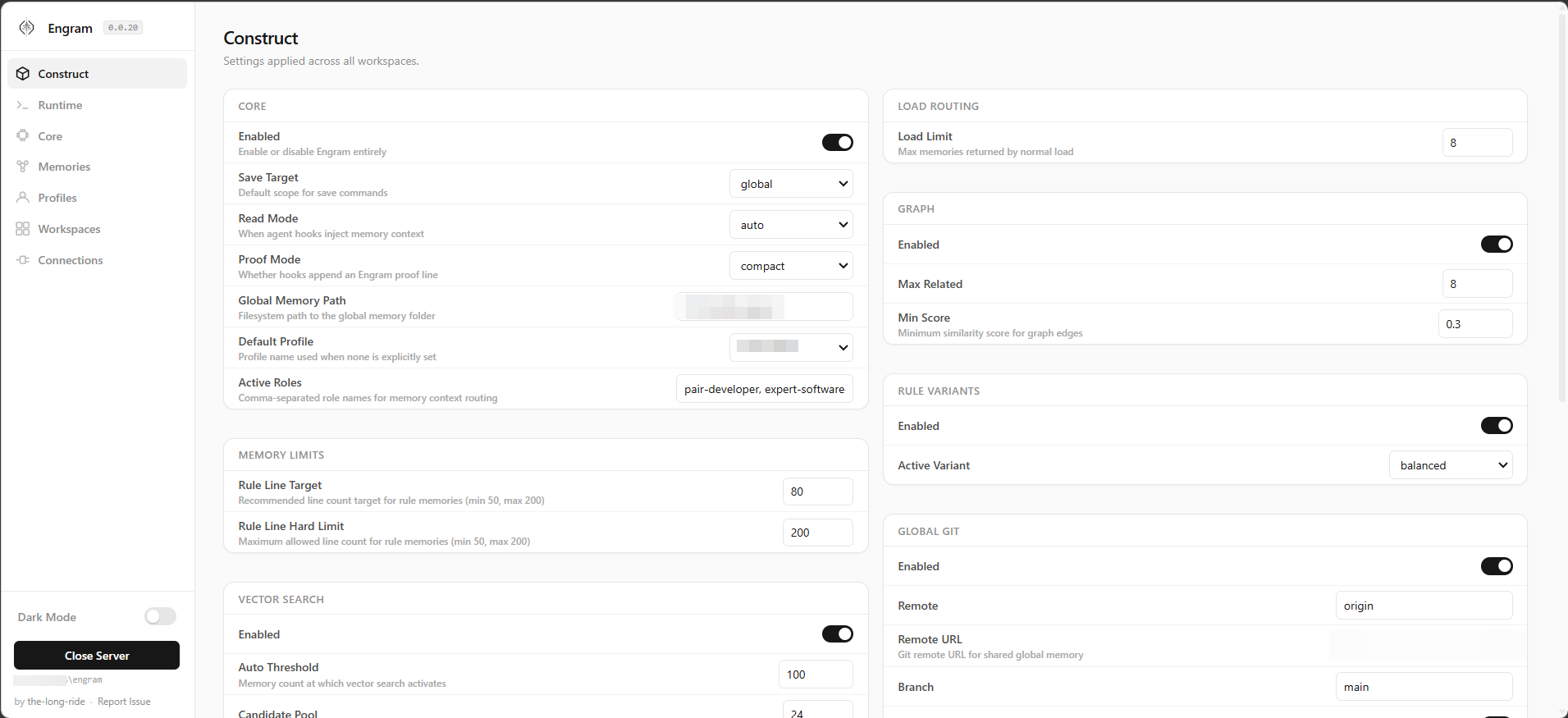 Engram Construct Tab