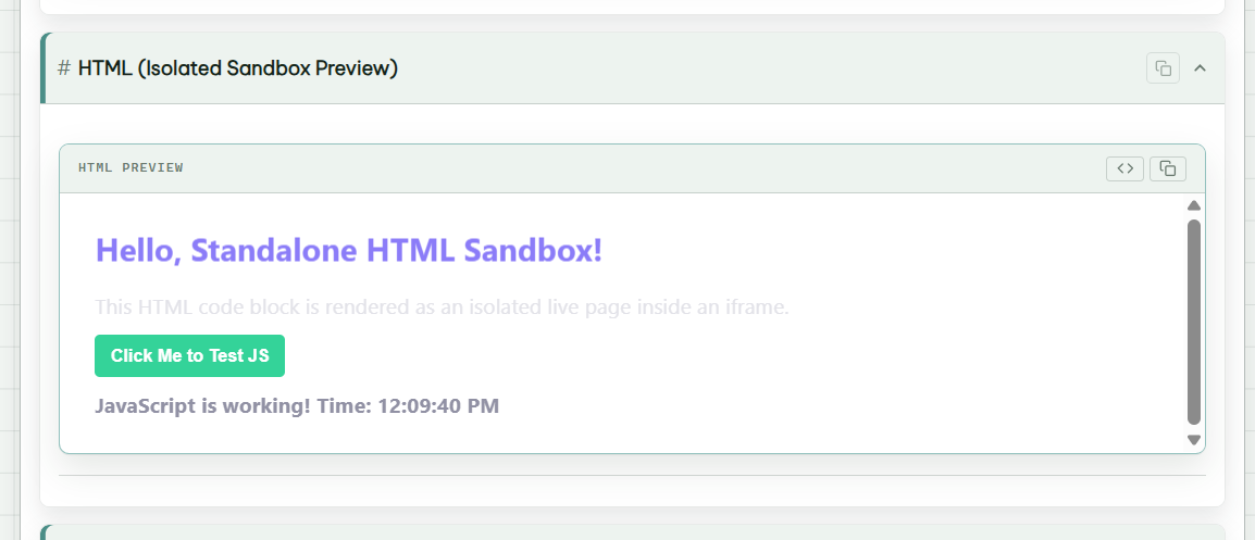 Rendered output from an interactive HTML sandbox
