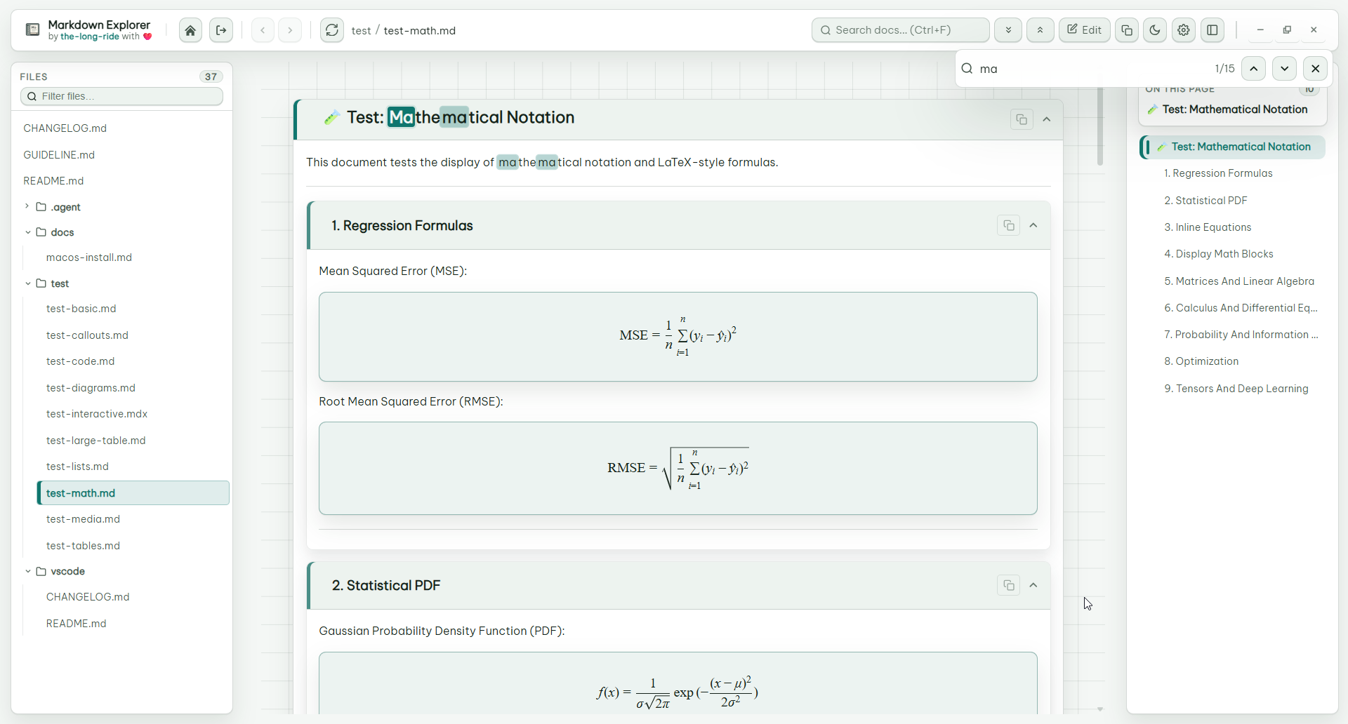 Find inside the currently opened Markdown file