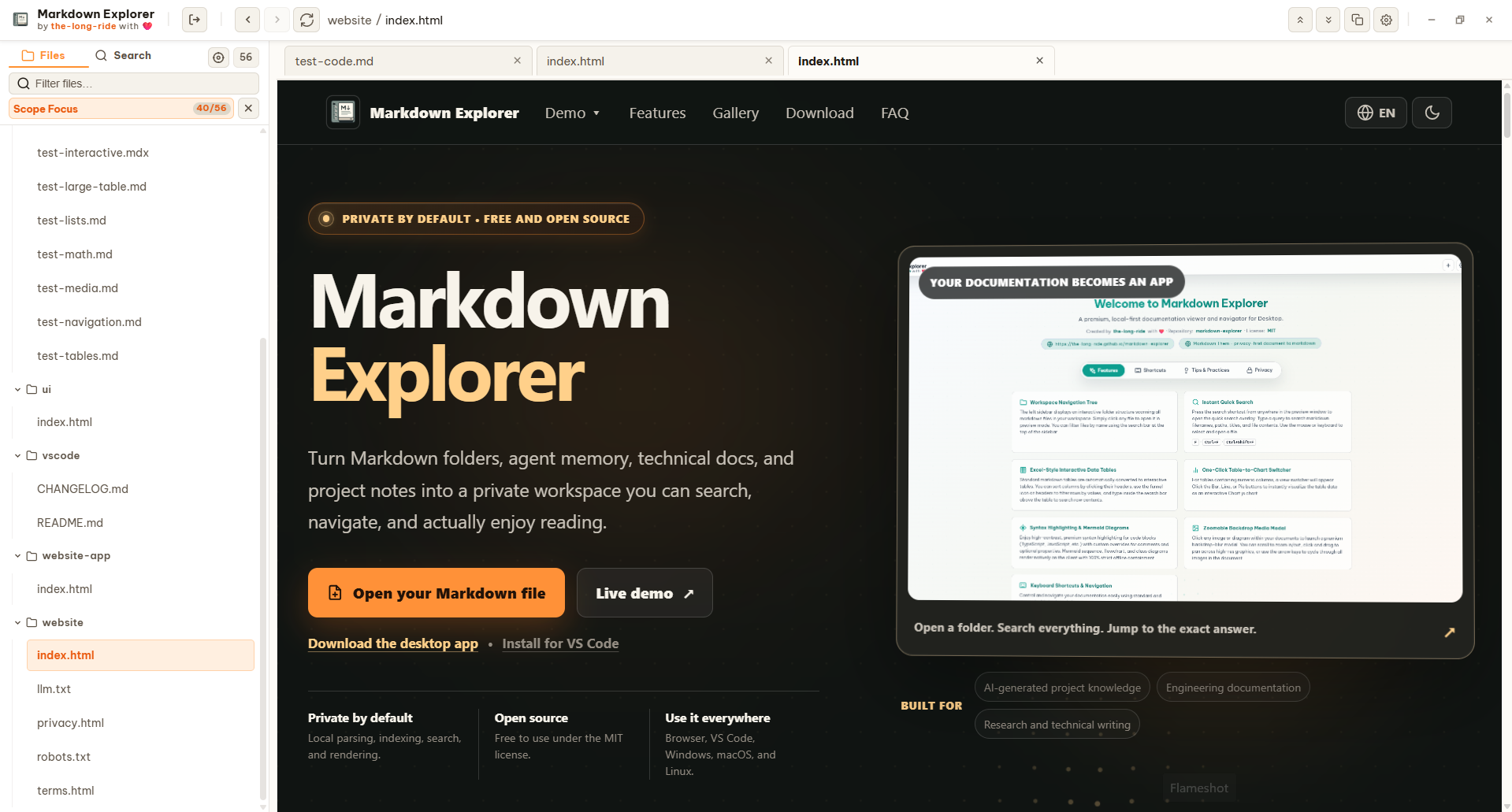 Supported HTML file preview