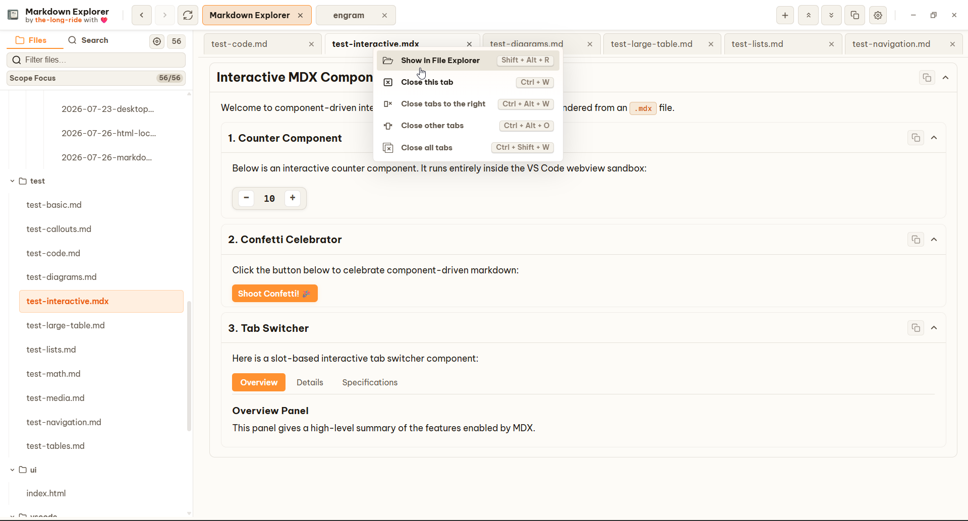 Multi-workspace and document tabs