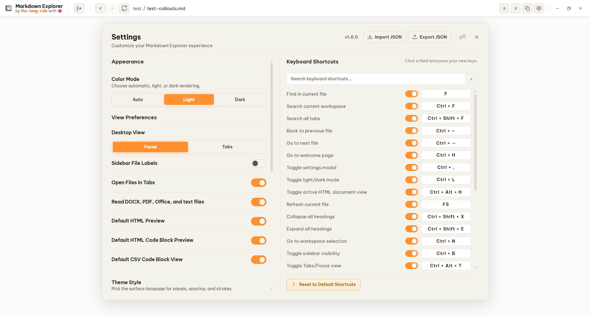 Custom keyboard shortcuts binding