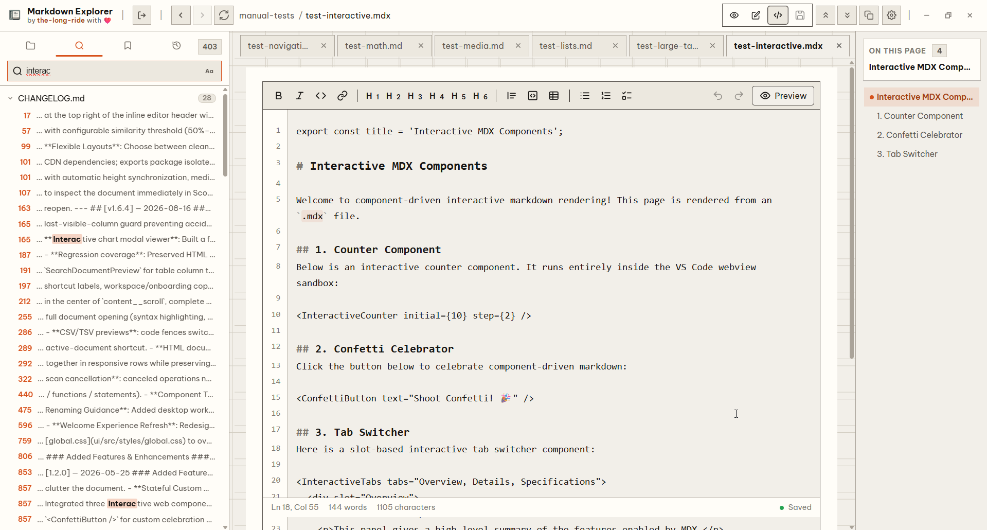 Local Markdown editing with inline and plain modes