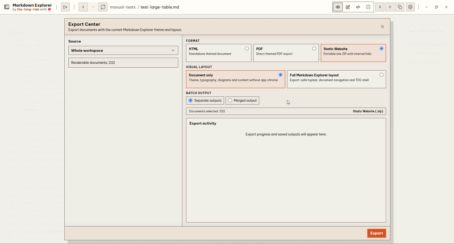 All-in-One Export Center to HTML, ZIP, and hybrid PDF