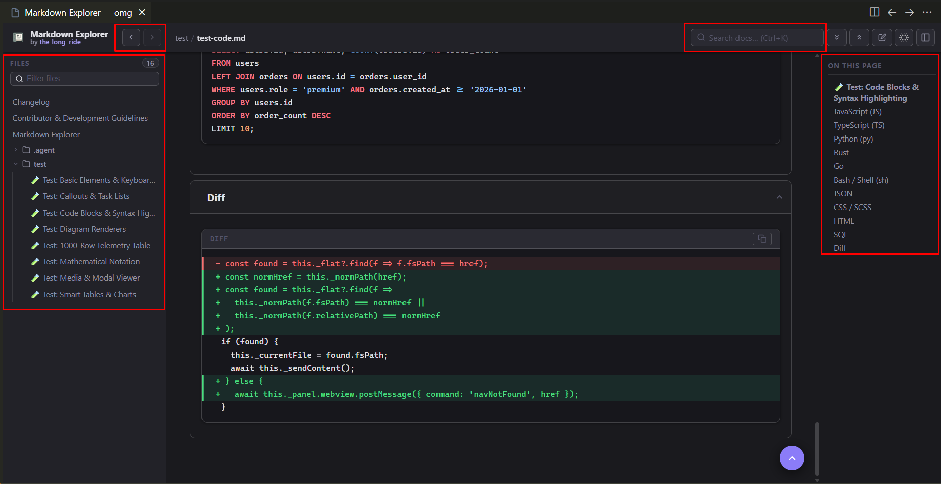 Sidebar Navigation Tree