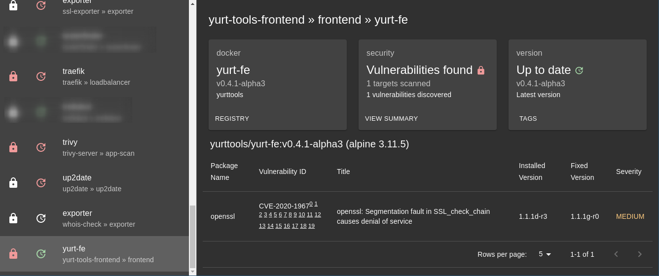 Screenshot of yurt-tools web interface