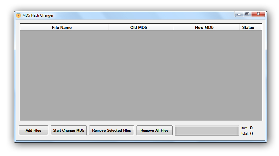 MD5 Hash Changer Running in Windows 7