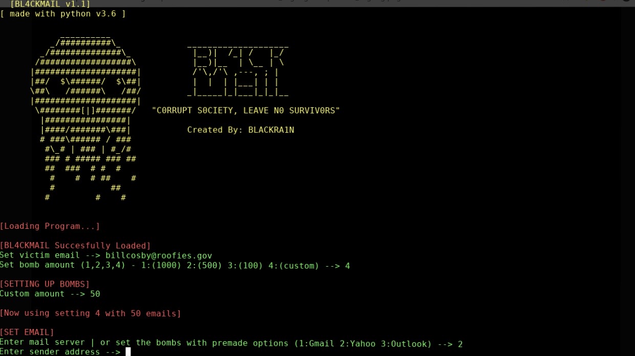 GitHub - theBLACKRA1N/BL4CKMAIL: Python Email Bomber