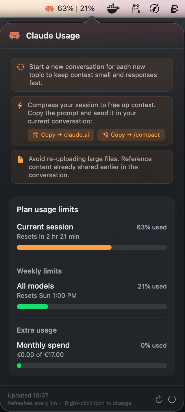 ClaudeUsageMonitor popover