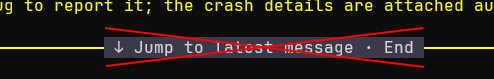 Jump to latest message overlay crossed out