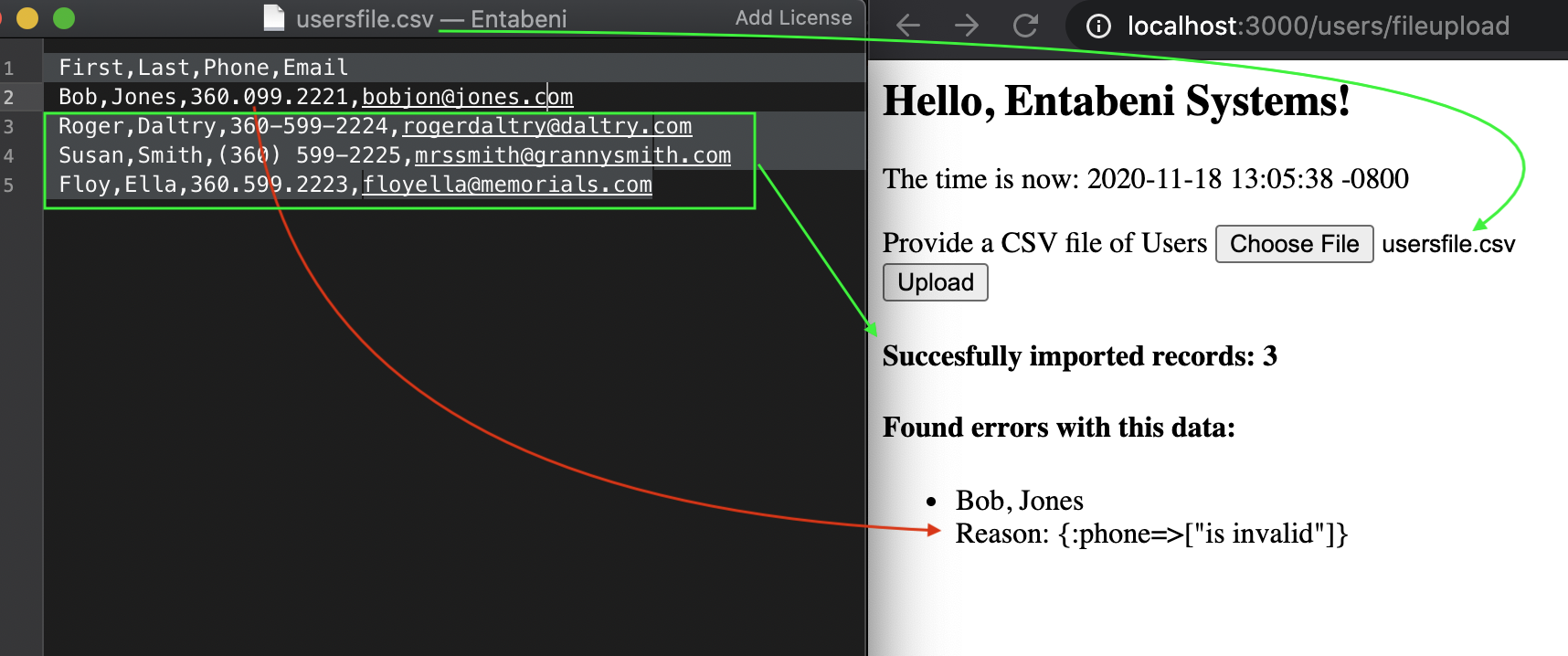 CSV Form validation