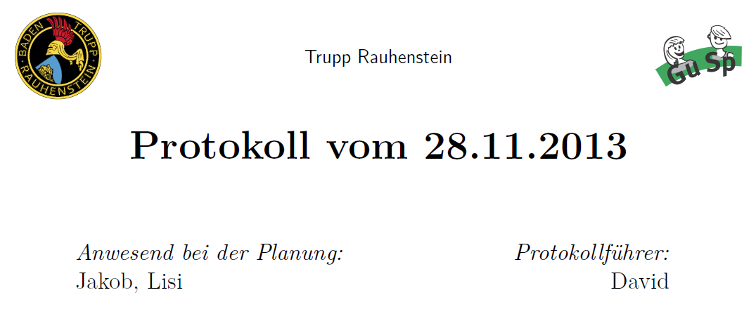 Kurzes Protokoll Example