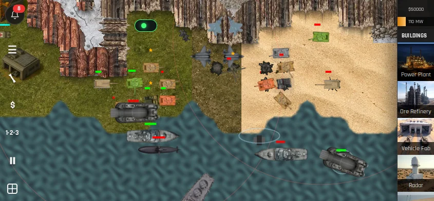 Code for Battle gameplay on mobile in landscape