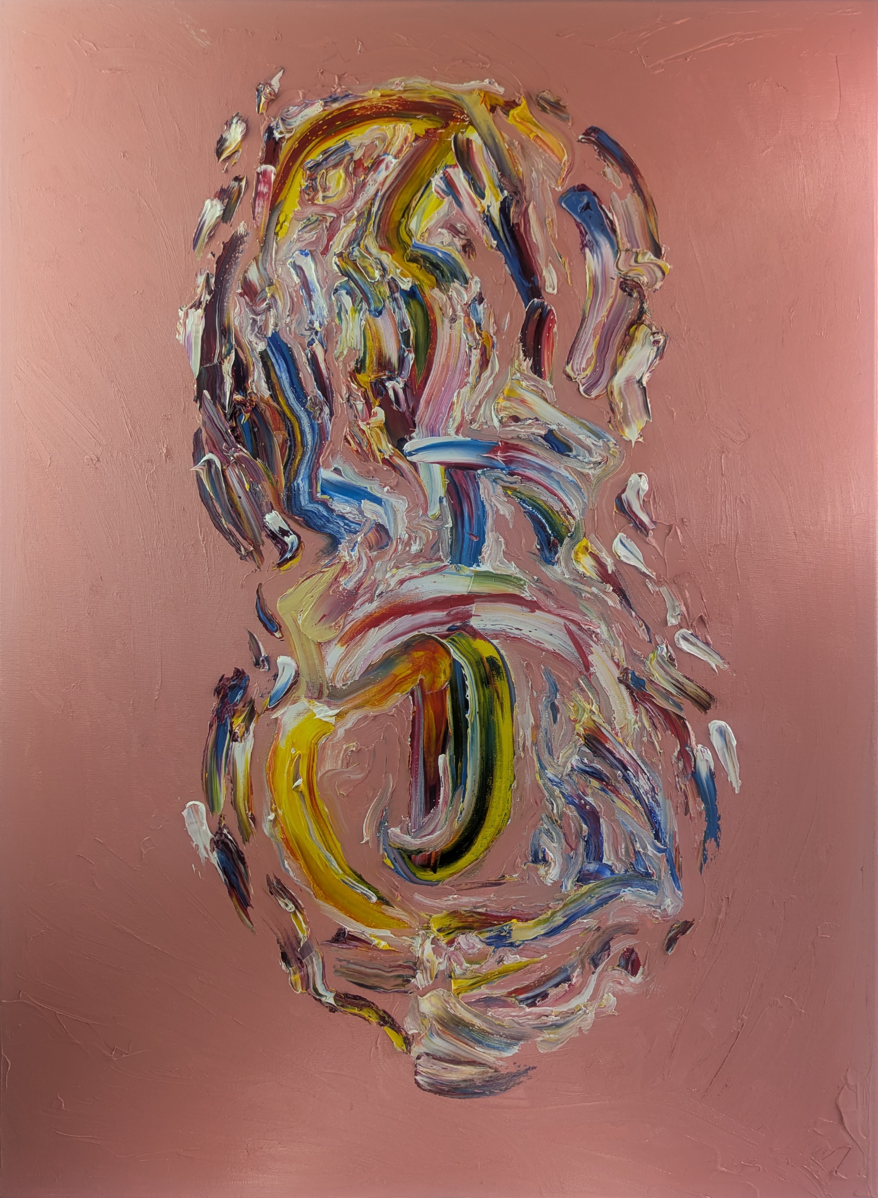 Treeskulltown — Piece No. XII: Active Haptic Isolation, motor axis panel of the Symbiosis triptych, Subrealist oil on cotton canvas with heavy palette-knife impasto.