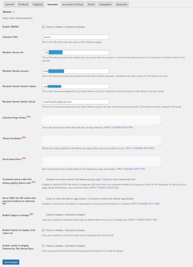 plugin settings