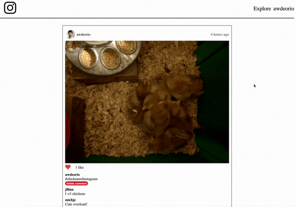 GIF showcasing the explore page and the option to follow people.