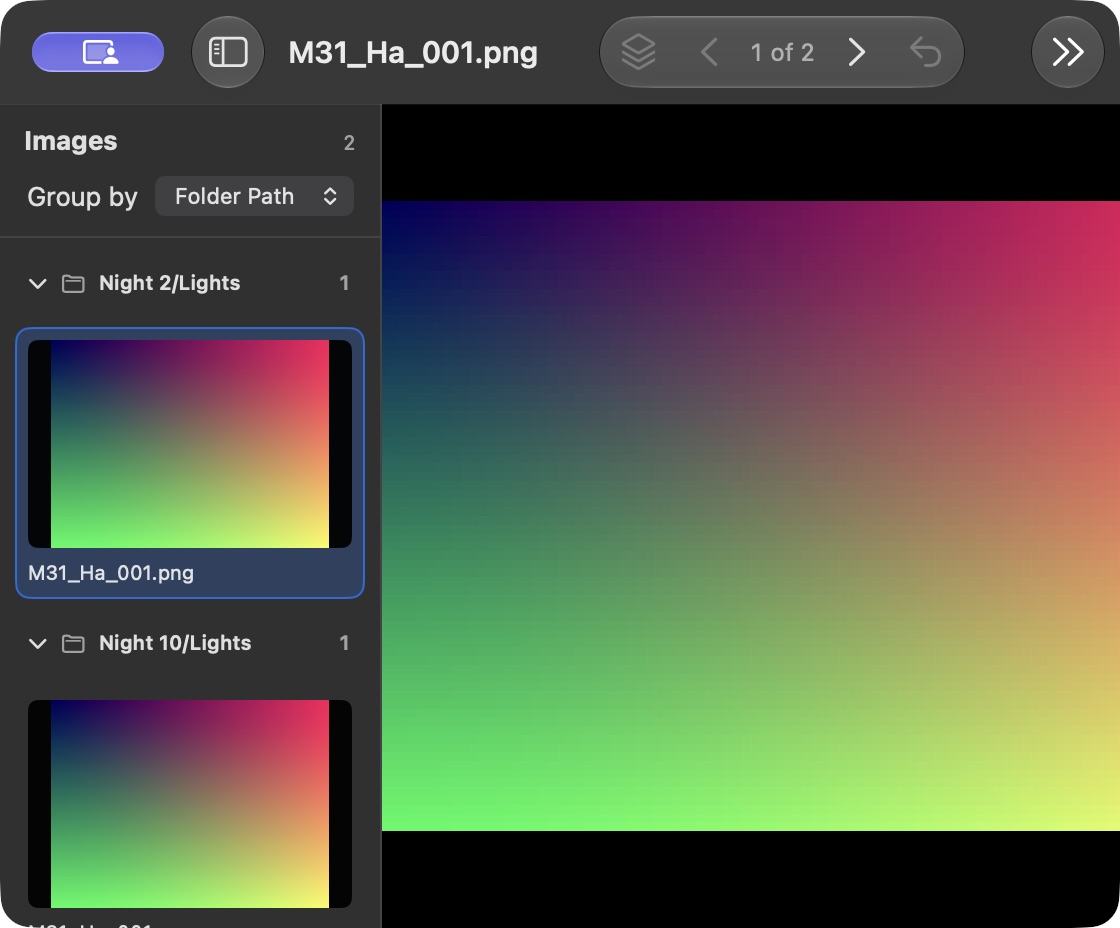 Seiza for Mac grouping a nested capture folder by path