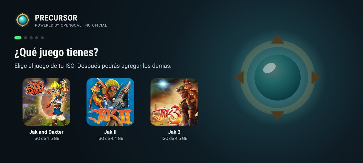 Elegir juego en horizontal