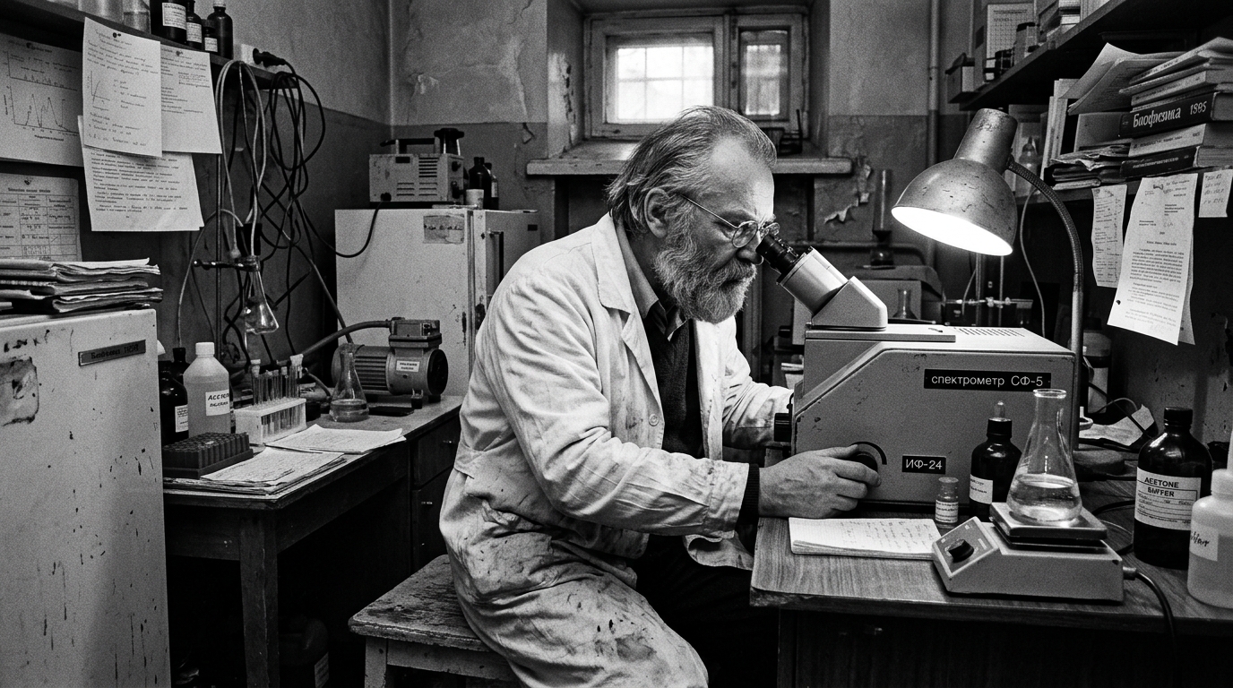 П.П. Гаряев в лаборатории
