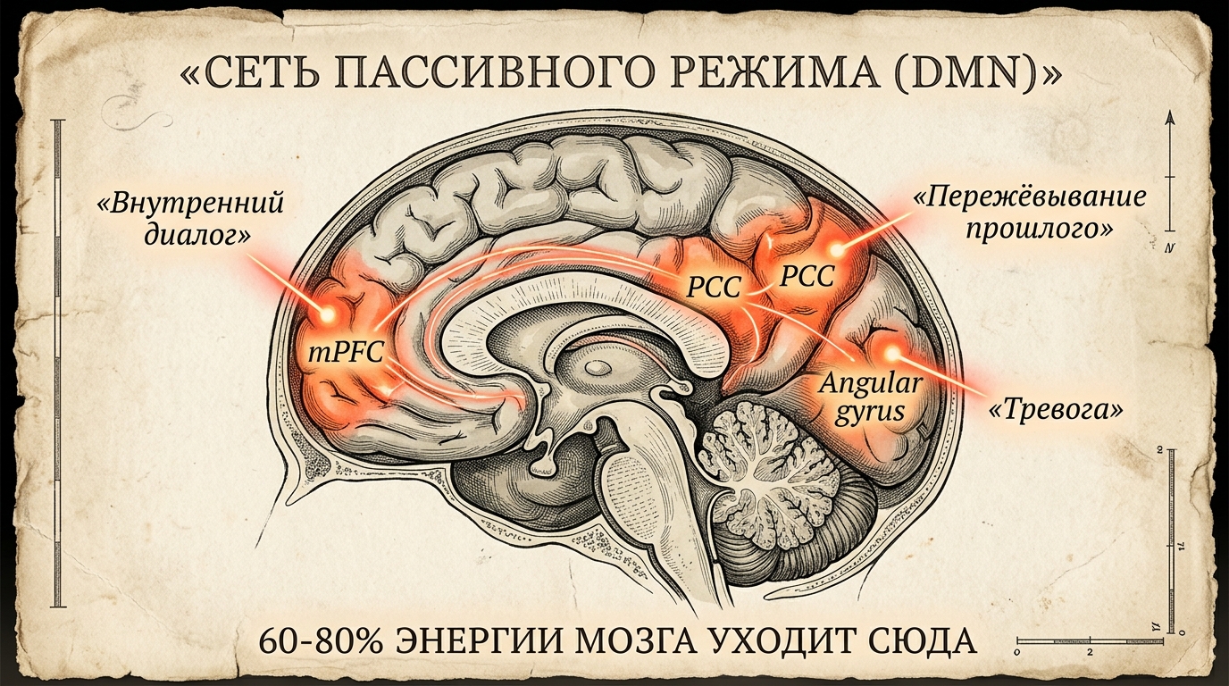 Default Mode Network — карта активности мозга