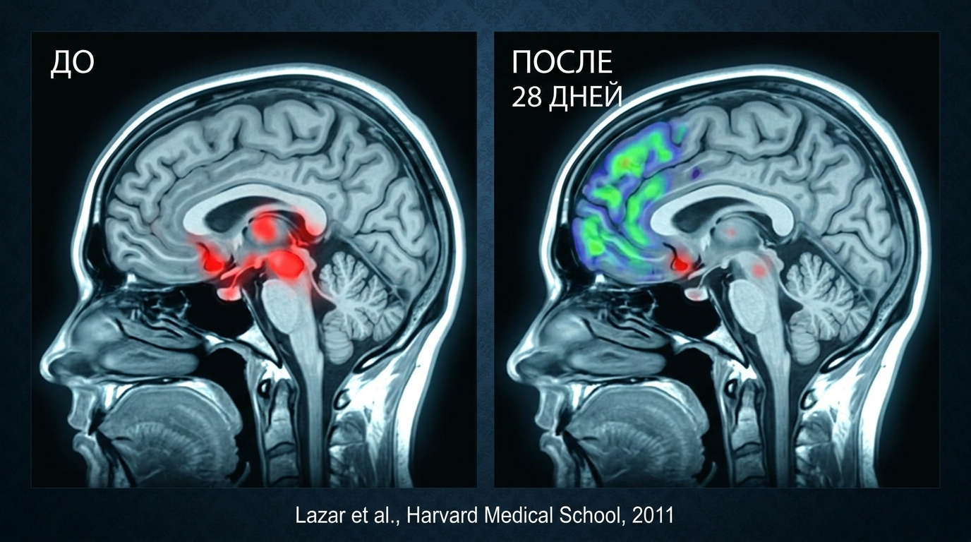 МРТ мозга — до и после 28 дней практики