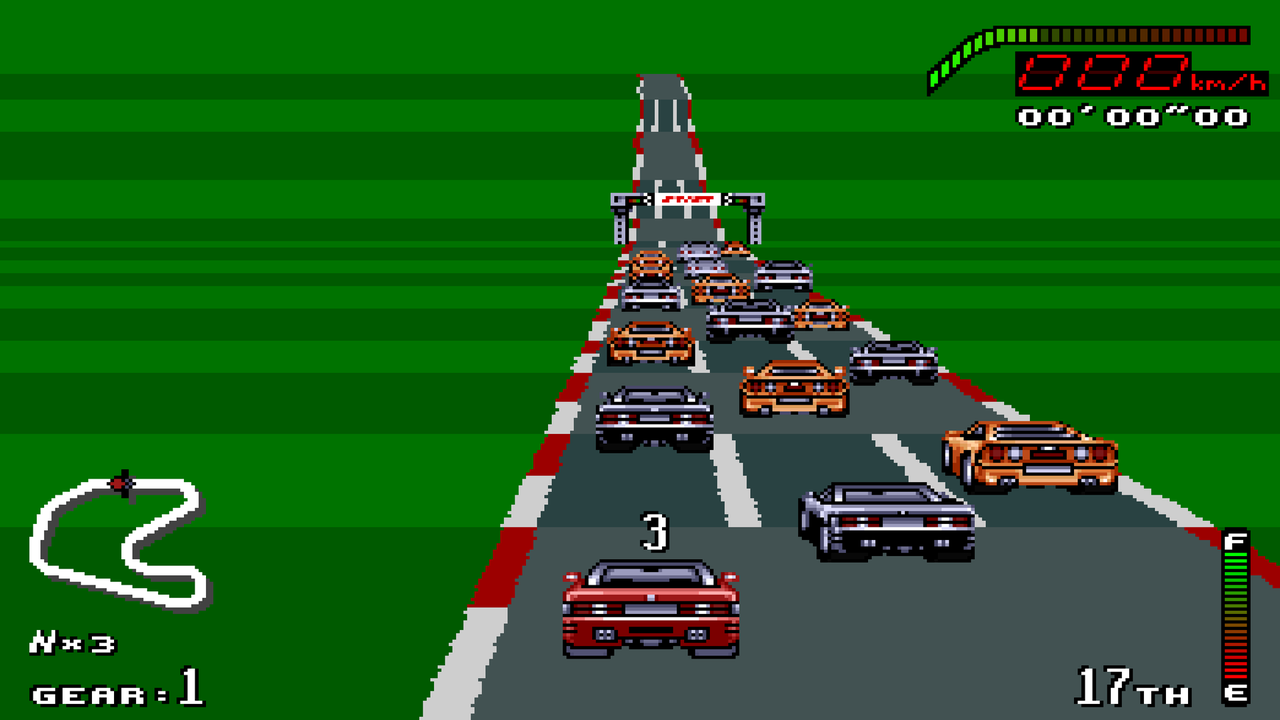 Widescreen with the full-screen 1-player view, on the starting grid