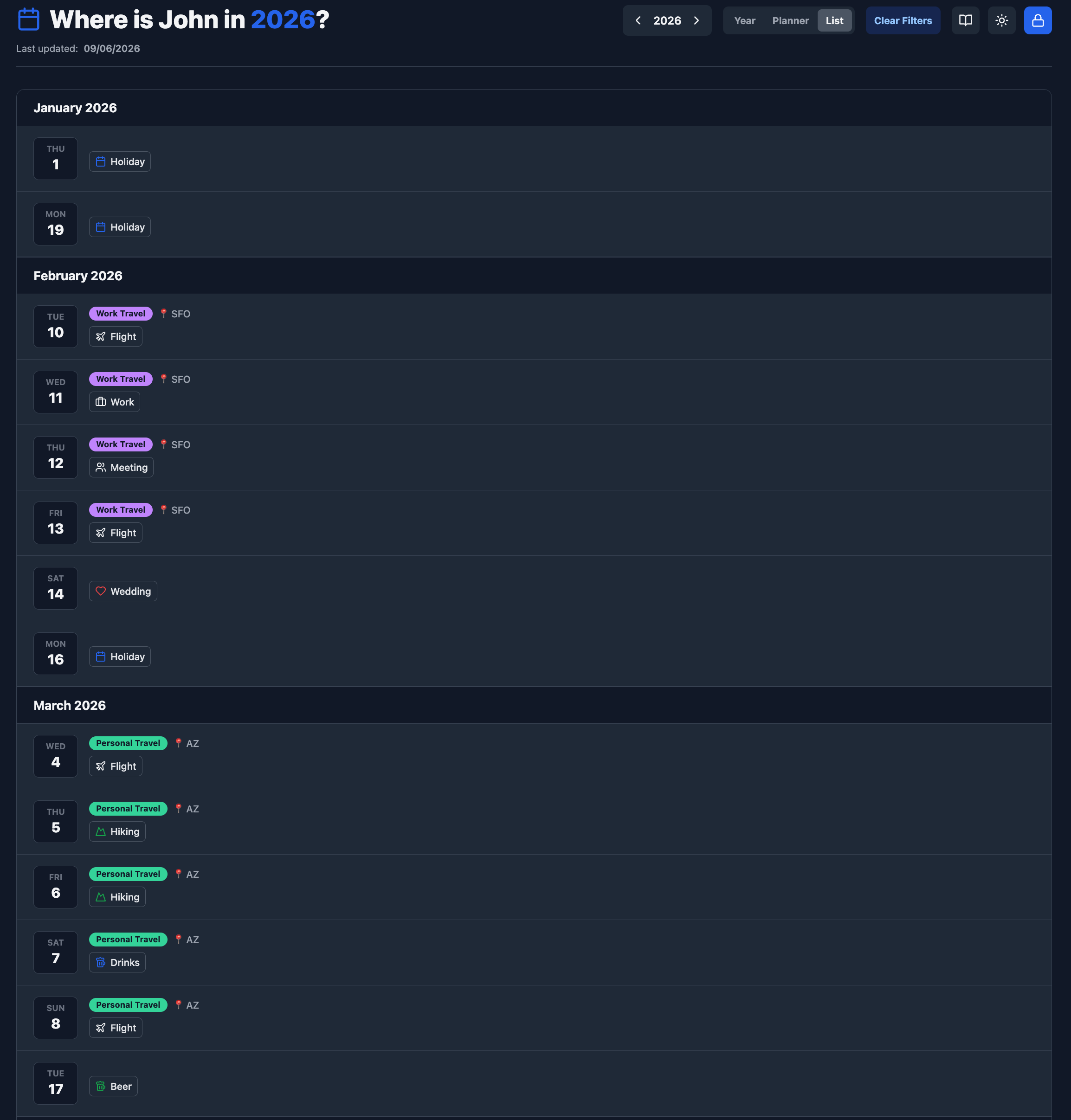 List View Screenshot